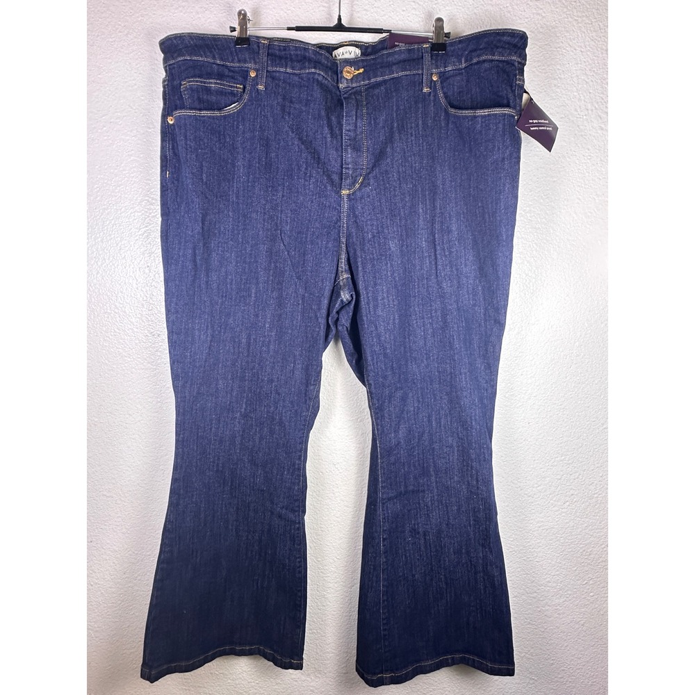 Ava & Viv Womens Plus Size 26 High Rise Flare Jeans Dark Blue Denim NWT